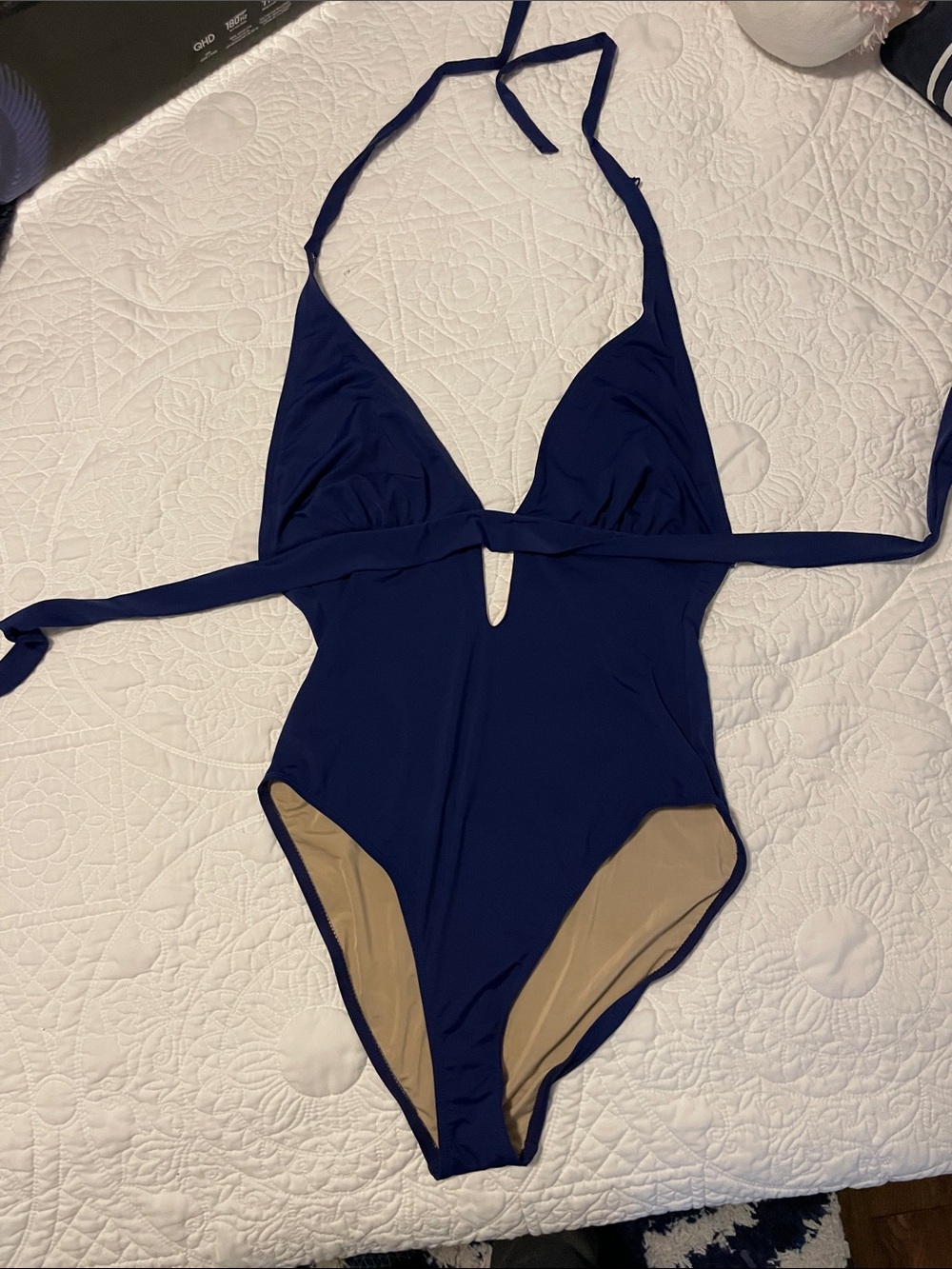 Navy Halter One-Piece Swimsuit - Classic Navy